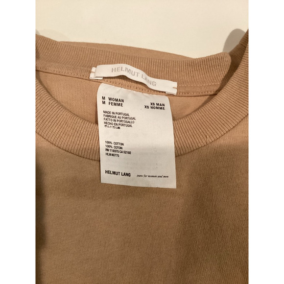 Helmut Lang Unisex T-Shirt Beige Crew Neck Short Sleeve Cotton Womens M Mens XS - Picture 6 of 12